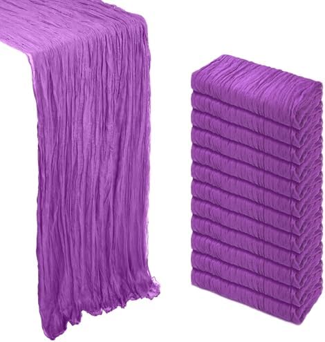 12 Pack 23 x 120 Inch Purple Table Runner 10Ft Cheesecloth by Heneger