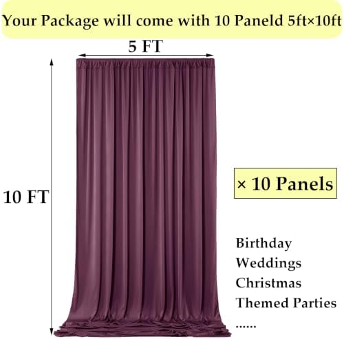 50ftx10ft Wrinkle Free Burgundy Backdrop Curtains for Parties, Silky Polyester Maroon Photo Backdrop Drapes 10 Panels 5x10ft for Wedding Birthday Baby Shower Photography Background - Image 3