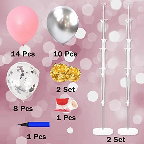 Cicicooie Balloon Stand for Floor with Lights 2 Set Centerpieces Balloon Holder Decoration for Pink Party Decoration Wedding Birthday Women Bachelorette Party - Image 2