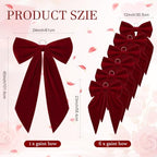 Crowye Giant Christmas Velvet Bow Set 7 Pcs Burgundy Decorative Ribbon Bows - Image 2