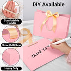 EUSOAR Pink Gift Bags with Ribbon Bow, 50pcs 10.6"x3.1"x8.3" Thank You Gift Bags with Handles, Shopping Wedding Party Favor Paper Bags Gift Treat Bags Bulk for Wedding Baby Shower Guests Bridal - Image 4