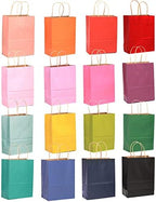 qiqee 100-Packs Paper Bags with Handles Bulk 8.26"×6"×3.15" Small Gift Bags 16 Different Senior Color Bags Multiple Uses（Small Size） - Image 2