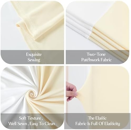 White and Beige Arch Backdrop Cover 7.2FT 6FT Wedding Arch Covers Set of 2 Arches Covers Stretchy Backdrop Spandex Fitted Double-Color Fabric Backdrops for Party Baby Shower Birthday Decoration - Image 6