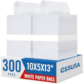 GSSUSA White Kraft Paper Gift Bag with Handles, 10x5x13 Bulk Shopping Grocery Paper Bags 300 Pcs by GSSUSA