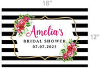 Andaz Press Custom Personalized Disposable Paper Placemats, 12 x 18 Inch, Set of 25, Custom Bridal Shower Striped Floral, Tableware, Dining, Tabletop, Table Setting for Bridal Shower - Image 3