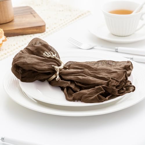 Brown 60 Pack Cheesecloth Napkins Washable 21x21 Inches Brown Cloth Napkins Set of 60 Dinner Table Napkins for Wedding Summer Bridal Baby Shower Rustic Boho Cotton Gauze Party Table Decor - Image 5