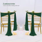 50 PCS Cheesecloth Chair Sashes Bows Wedding Aisle Decorations Chair Ribbon Ties Back Sash for Wedding Party Events Banquet Chair Cover Decoration (Emerald Green) - Image 6