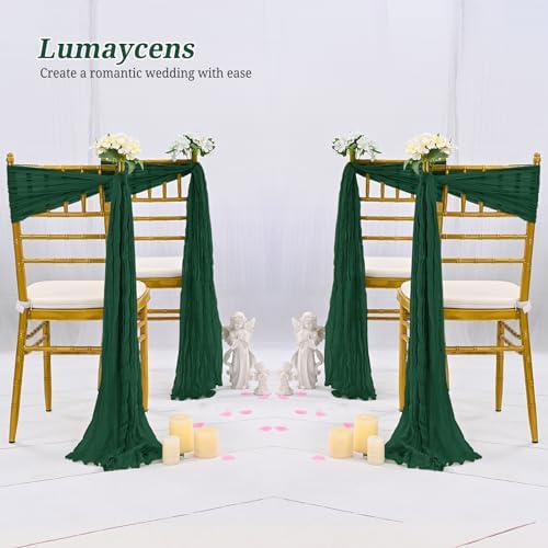 50 PCS Cheesecloth Chair Sashes Bows Wedding Aisle Decorations Chair Ribbon Ties Back Sash for Wedding Party Events Banquet Chair Cover Decoration (Emerald Green) - Image 6