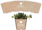 PRODUCT80 Succulent Wraps Wedding Favors for 2" Pots | Baby Shower, Bridal, Engagement Party | Peel and Stick Stickers | Does NOT Include Succulents or Pots (50 Wraps, Burlap Love with Heart) by PRODUCT80