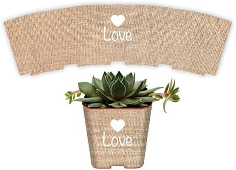 PRODUCT80 Succulent Wraps Wedding Favors for 2" Pots | Baby Shower, Bridal, Engagement Party | Peel and Stick Stickers | Does NOT Include Succulents or Pots (50 Wraps, Burlap Love with Heart) by PRODUCT80