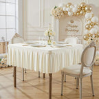 Wish Care Ivory Spandex Tablecloths for 54x54 Inch Square Tables, Stretch Fitted Table Clothes with Pleated Ruffle Skirt for 54” Table, Wrinkle Free and Elastic, for Party Kitchen Home Dining - Image 7