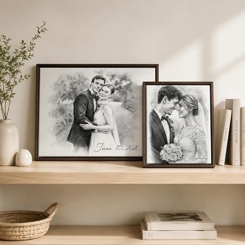 callie Custom Wedding Sketch Portrait Canvas from Photo, Personalized Canvas Picture Poster Wall Art Decor, Customized Gifts for Newlywed Couple, Bride, Groom - Image 5