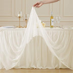 4 Pack Ivory Tablecloth Rectangle 6ft Elastic Fitted Tulle Table Cloth Stretch Spandex Rectangular Table Cover with Ruffle Skirt for Wedding Birthday Baby Shower Party Banquet Dessert Table Decor - Image 7