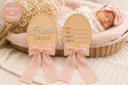 Personalized Baby Announcement Sign Set with Ribbon Bow - Image 2