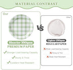 Vyntra 350-Pc Sage Green Gingham Paper Plates and Napkins Party Supplies - Image 5