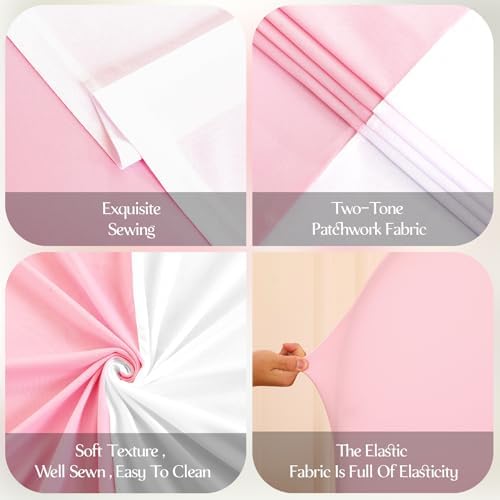 White and Pink Arch Backdrop Cover 7.2FT 6.6FT 6FT Arch Covers Stretchy Backdrop Set of 3, Wedding Arch Cover Spandex Fitted Double-Color Fabric Arch Covers for Party Baby Shower Birthday Decoration - Image 5