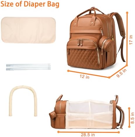 Astro alan Diaper Bag with Changing Station, Waterproof 3 in 1 Diaper Backpack with Foldable Changing Pad, Large Travel Backpack for Mom & Dad, Shower Gift for Baby Girl & Boy, Brown - Image 2