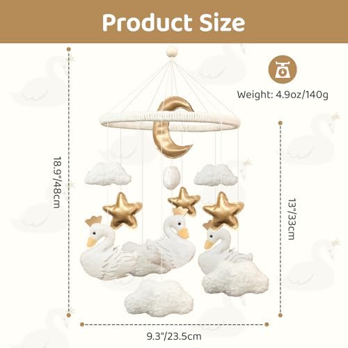 Swan Baby Crib Mobile Boho Nursery Decor for Boys and Girls - Image 4