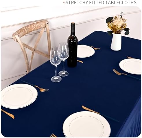 fani 6 Packs Navy Blue Stretch Table Skirts for 6 Foot Table - Image 4
