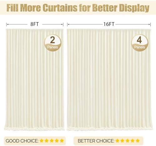 16x10FT Ivory Backdrop Curtains for Wedding Parties, Wrinkle Free Polyester Photography Backdrop Drapes for Wedding Baby Shower Birthday Parties Stage Background Stand Decorations 4x10ft,4 Panels - Image 7