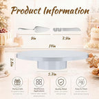 Wenqik 14 Inch Metal Cake Stand with Cake Knife and Spatula, Round Dessert Table Display Stand Metal Dessert Tray Serving Platter for Party, Wedding, Birthday, Baby Shower, Anniversary(White) - Image 2