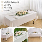 FINDYOU Ivory 6 Pack Polyester Table Cloth 60 x 102 Inch, Rectangle Tablecloths for 6 Foot Tables Washable Table Cloth for Party Wedding - Image 4