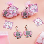 50 Sets Baptism Party Return Favors for Guests Pink Elephant Keychains Organza Bags and Thank You Kraft Tags for Elephant Theme Party Favors, Baptism Party Supplies - Image 3