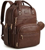 ROSEGIN Premium Vegan Leather Diaper Bag Backpack with Waterproof Changing Pad, Reinforced Zippers & Odor-Free,20 Pockets Pro Organizer, Fits 15.6" Laptop, Stroller Straps, Baby Bag for Mom,Dark Brown by ROSEGIN