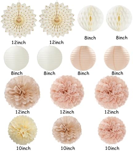 Champagne-Gold Beige-Peach Boho Party-Decorations Streamers and Champagne-Gold Beige Boho Baby-Shower Party-Decorations - Image 3