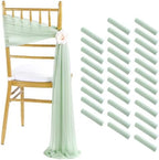 Sage Green Chair Sashes Banquet: 32 Pieces Wedding Dinner Chair Draping Fabric - Reception Chairs Cover Decora by Fanqisi