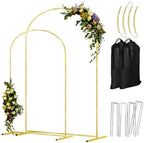 COLRASN Wedding Arch Backdrop Stand Set of 2 Gold Metal Balloon Arch Stand 7.2FT & 6.6FT Backdrop Frame for Birthday Party Wedding Ceremony Graduation Bridal Baby Shower Event Decor by COLRASN