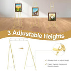 Feifeiya 2 Pcs Gold Floor Easel Stand 46 in, Trapezoidal Metal - Image 3