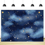 Stars Backdrop Night Sky Backdrop Twinkle Little Star Photography Background Blue Themed Happy 1st Birthday Party Banner Newborn Baby Shower Child Kids Portrait Photo Studio Props 8x6FT Vinyl - Image 4