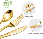 Goodluck 500PCS Gold Plastic Silverware, Gold Utensils Disposable, Plastic Cutlery Set of 200 Forks, 150 Spoons, 150 Knives for Wedding, Party, Birthday, Holidays - Image 3