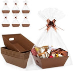 AFOROEOA 10PACK Baskets for Gifts Empty, 10x12”Thick Brown Gift Basket with Handles 10 Bows 10 Bags Empty Gift Baskets for Christmas Thanksgiving Wedding Birthday Party Wrapping Gift by AFOROEOA