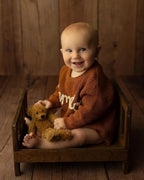 Newborn Photography Props Bed Prop Brown – Rustic Mini Wooden Bed for Baby Photography, Infant Photoshoot Posing Prop for Newborn Sessions - Image 6