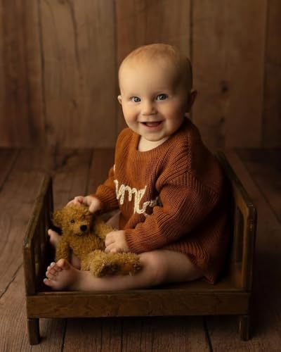 Newborn Photography Props Bed Prop Brown – Rustic Mini Wooden Bed for Baby Photography, Infant Photoshoot Posing Prop for Newborn Sessions - Image 6