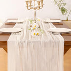 Cheesecloth Table Runner White Fall Boho Wedding Birthday Party Home Decor - Image 5