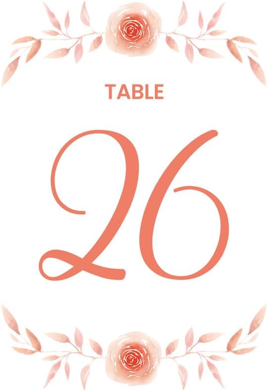 Red Rose Wedding Table Number Cardss 1-100 Double Sided For Reception Event Party Baby Shower Birthday 4x6 by Unknown