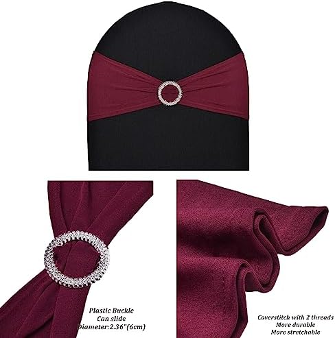 50pcs Stretch Spandex Chair Sashes for Wedding Party Banquet Decoration Elastic Bulk Chair Cover(Burgundy Maroon) - Image 2