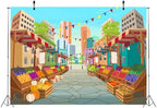BELECO 12x10ft Fabric Cartoon Farmers Market Backdrop Fresh Farm Vegetables and Fruits, Farmers Market Stall Background for Themed Party Decorations Birthday Baby Shower Photoshoot Studio Props - Image 4