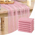 Artoid Mode 6-Pack Pearl Pastel Pink Gauze Table Runner 10FT Home Decor by ArtoidMode