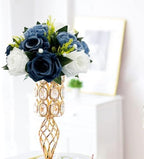 10Pcs Artificial Rose Balls for Centerpieces (Dusty Blue & White) - Image 4
