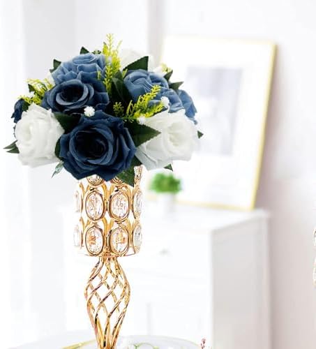 10Pcs Artificial Rose Balls for Centerpieces (Dusty Blue & White) - Image 4