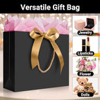 EUSOAR Thank You Gift Bags with Ribbons, 50pcs 12.5"x4.5"x11" Black Kraft Gift Paper Bags with Bow Ribbon Handle, Shopping Party Favor Gift Treat Bags Bulk for Wedding Baby Shower Guests Bridal - Image 4