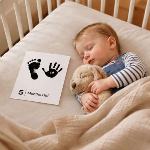 Baby Inkless Milestone Cards Hand Casting Kit Ink Print Hand and Footprint Kit Dog or Cat Pet Paw Print Kit Baby Newborn Footprint Kit Photo Album Keepsake Book Feet Stamp (Green Gift Box + Album) - Image 3