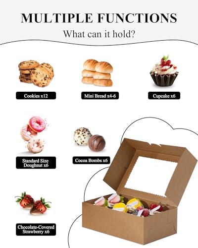 COTOPHER 30Pcs Cookie Boxes with Ribbons, 9x6x3 Inch Brown Bakery Boxes - Image 5