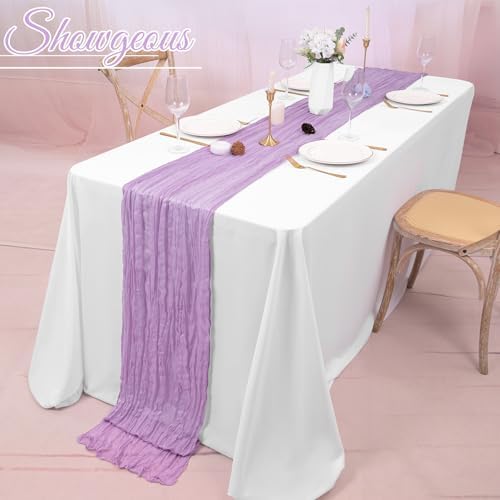 Showgeous 16 Pack Lavender Cheesecloth Table Runner 17 x 108 Inch - Image 6