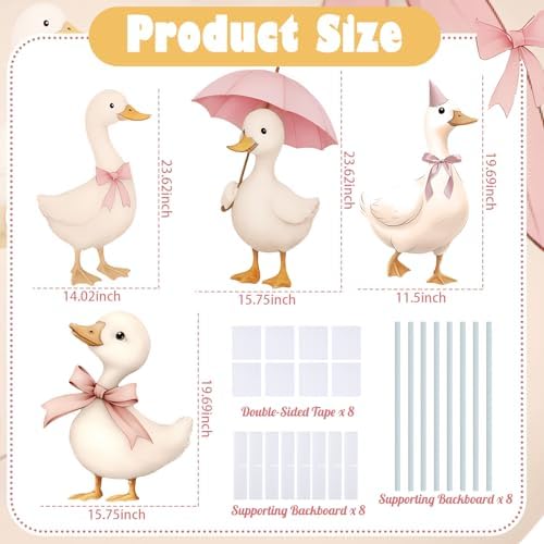 4 Pcs Large One Silly Goose Baby Shower Decoration for Girl Silly Goose Cardboard Cutouts Backdrop Party Decorations for Photo Booth Props Lawn Yard Signs Party Supplies - Image 4