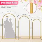 Metal Arch Backdrop Stand, Set of 3 (7.2/6.6/6ft) Wedding Arch Stand - Image 3